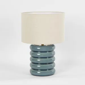 Bentley Blue Table Lamp & Linen Shade by Emac & Lawton, a Table & Bedside Lamps for sale on Style Sourcebook
