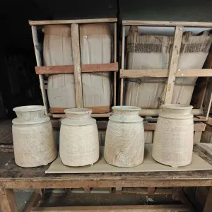 Decorative Wooden Pot Medium by Florabelle Living, a Vases & Jars for sale on Style Sourcebook