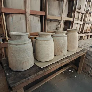 Decorative Wooden Pot Large White by Florabelle Living, a Vases & Jars for sale on Style Sourcebook