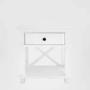 Sorrento Hamptons Bedside Table W/Drawer White by OneWorld Collection, a Bedside Tables for sale on Style Sourcebook