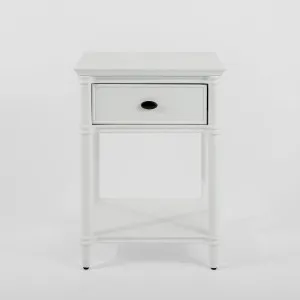Dakota Bedside Table 1 Drawer White by OneWorld Collection, a Bedside Tables for sale on Style Sourcebook