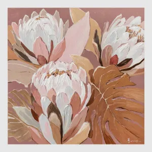 Blush Protea Wall Art 102.5 x 102.5cm by Florabelle Living, a Prints for sale on Style Sourcebook