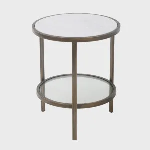 Palladium Brass Iron Marble & Glass Side Table by OneWorld Collection, a Coffee Table for sale on Style Sourcebook