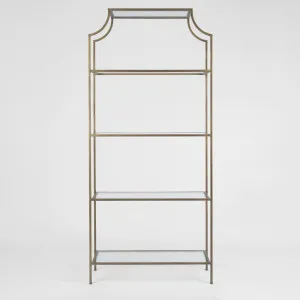 Palladium Brass Iron & Glass Shelf by OneWorld Collection, a Sideboards, Buffets & Trolleys for sale on Style Sourcebook