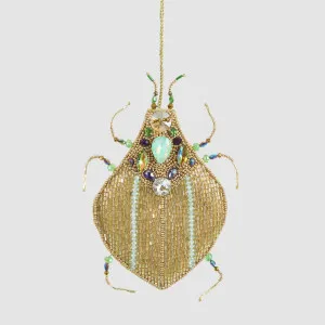 Maharajah Beaded Beetle Decoration Gold by Vixen & Velvet, a Christmas for sale on Style Sourcebook