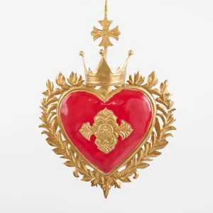 Crowned Heart Hanging Decoration Red by Vixen & Velvet, a Christmas for sale on Style Sourcebook