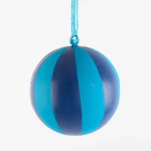 La Dolce Vita Striped Iron Bauble Small Blue by Vixen & Velvet, a Christmas for sale on Style Sourcebook