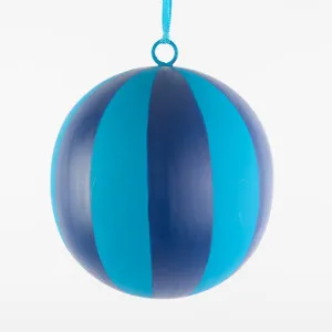 La Dolce Vita Striped Iron Bauble Large Blue by Vixen & Velvet, a Christmas for sale on Style Sourcebook
