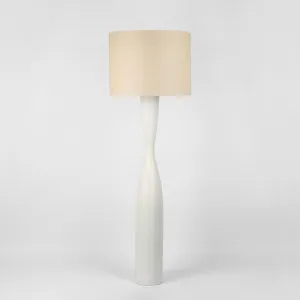 Callum Floor Lamp Base White with Natural Shade by MRD Home, a Floor Lamps for sale on Style Sourcebook
