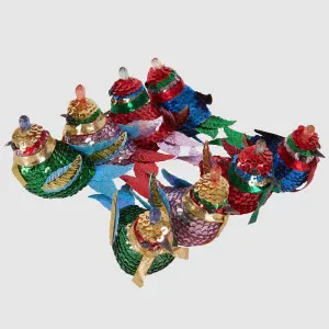 Bedazzled Sequin Birds Bright - Box Set of 8 Assorted by Vixen & Velvet, a Christmas for sale on Style Sourcebook