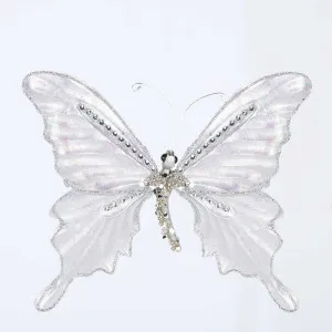 Davinia Metallic Butterfly Clip Decoration Silver by Vixen & Velvet, a Christmas for sale on Style Sourcebook