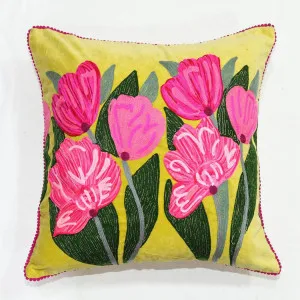 Lotus Flower Cushion 50x50cm Yellow by Ruby Star, a Cushions, Decorative Pillows for sale on Style Sourcebook