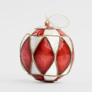 Diamond Hand Painted Capiz Bauble Red by Vixen & Velvet, a Christmas for sale on Style Sourcebook
