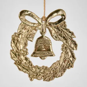 Mini Bell Wreath Ornament Gold LGE by Vixen & Velvet, a Christmas for sale on Style Sourcebook