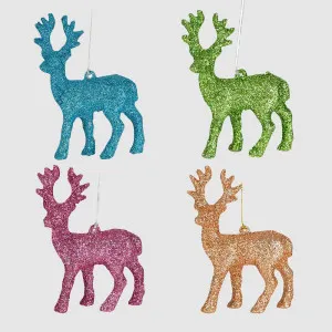 Glitterati Deer Tree Decorations- Box of 4 Multicolour by Vixen & Velvet, a Christmas for sale on Style Sourcebook