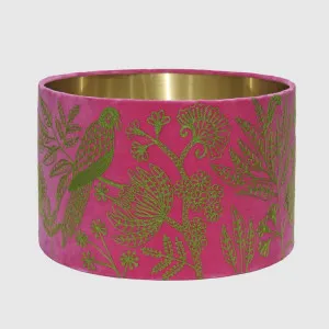 Jungle Bird Drum Shade 40x25cm Pink & Green by Ruby Star, a Lamp Shades for sale on Style Sourcebook