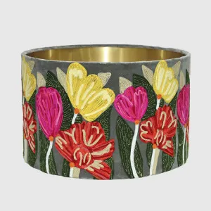 Lotus Flower Drum Shade 40x25cm Grey by Ruby Star, a Lamp Shades for sale on Style Sourcebook