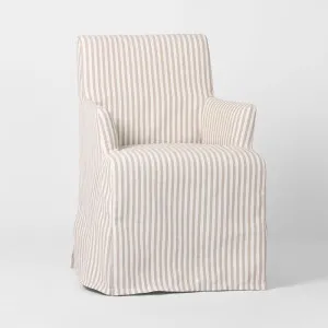 Slip Cover Only - Clifton Dining Chair W/Arms Beige Stripe by OneWorld Collection, a Dining Chairs for sale on Style Sourcebook