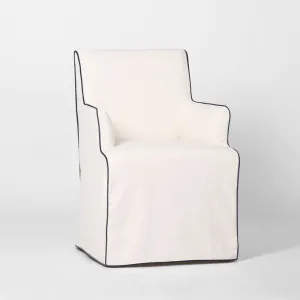 Slip Cover Only - Clifton Dining Chair W/Arms Ivory With Navy Piping by OneWorld Collection, a Dining Chairs for sale on Style Sourcebook