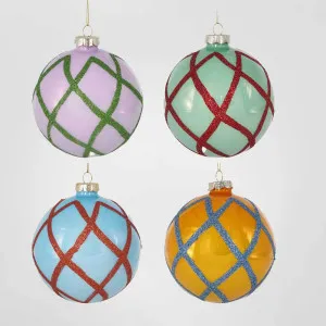 Grid Boxed Set of 4 Baubles by Vixen & Velvet, a Christmas for sale on Style Sourcebook