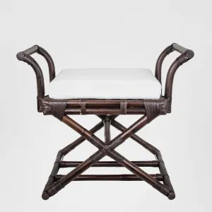 Bahamas Cross Leg Stool Brown with Cushion by Florabelle Living, a Coffee Table for sale on Style Sourcebook