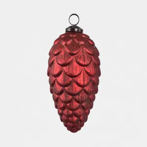 Antiqued Glass Pinecone Decoration Red Large by Vixen & Velvet, a Christmas for sale on Style Sourcebook