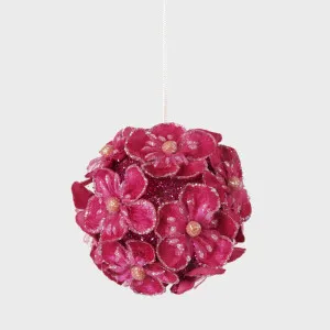 Glitter Hydrangea Bauble Fuchsia by Vixen & Velvet, a Christmas for sale on Style Sourcebook