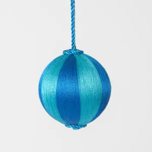 Silk Stripe Bauble Small Blue & Turquoise by Vixen & Velvet, a Christmas for sale on Style Sourcebook