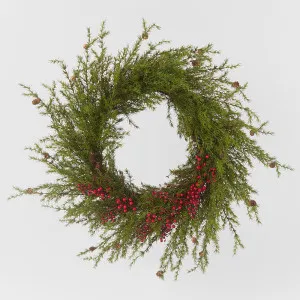 Pine Needle & Red Berry Wreath 90cm by Vixen & Velvet, a Christmas for sale on Style Sourcebook