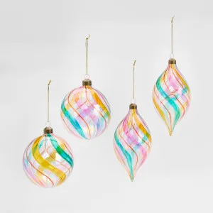 Vintage Rose Glass Baubles - Box Set of 4 by Vixen & Velvet, a Christmas for sale on Style Sourcebook