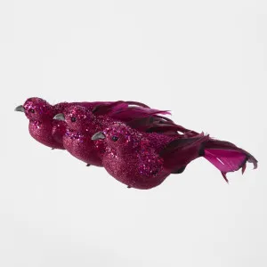 Calypso Clip on Bird Set of 3 Fuchsia by Vixen & Velvet, a Christmas for sale on Style Sourcebook