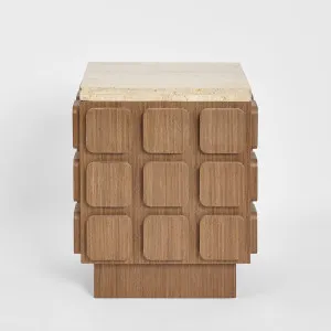Porto Travertine & Walnut Side Table by MRD Home, a Coffee Table for sale on Style Sourcebook