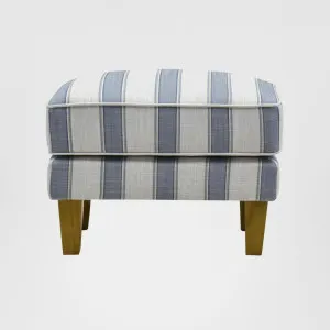 Bondi Hamptons Ottoman Blue Sky Stripe W/White Piping by OneWorld Collection, a Ottomans for sale on Style Sourcebook