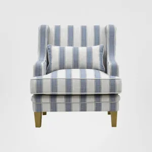 Bondi Hamptons Armchair Blue Sky Stripe W/White Piping by OneWorld Collection, a Chairs for sale on Style Sourcebook