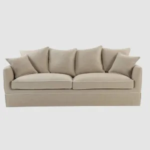 Noosa Hamptons 3 Seat Queen Sofa Bed Natural W/White Piping by OneWorld Collection, a Sofas for sale on Style Sourcebook