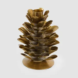 Antiqued Metal Pinecone Candle Stand Large by Vixen & Velvet, a Christmas for sale on Style Sourcebook