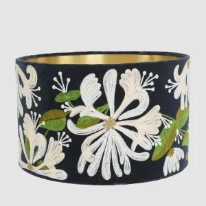 Honeysuckly Velvet Drum Shade Navy Multi by Ruby Star, a Lamp Shades for sale on Style Sourcebook