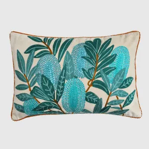 Banksia Embroidered 40 x 60 Cushion Beige & Black by Ruby Star, a Cushions, Decorative Pillows for sale on Style Sourcebook