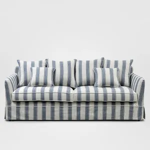 Noosa Hamptons 3 Seat Queen Sofa Bed Sky Blue Stripe by OneWorld Collection, a Sofas for sale on Style Sourcebook