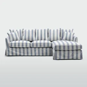 Noosa 3 Seater Right Chaise Sofa Blue Sky Stripe by OneWorld Collection, a Sofas for sale on Style Sourcebook