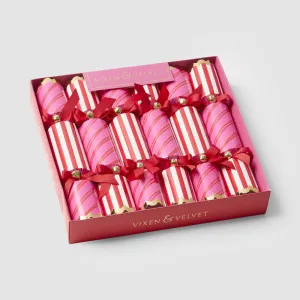 Carnival Stripe Crackers Red & Pink â Box of 6 by Vixen & Velvet, a Christmas for sale on Style Sourcebook