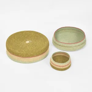 Cina Woven Trays Set 3 Mustard & Blue by Florabelle Living, a Trays for sale on Style Sourcebook