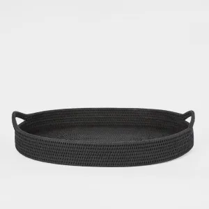 Paume Rattan Oval Serving Tray with Handles Black by Florabelle Living, a Trays for sale on Style Sourcebook