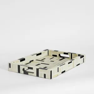 Cubo Bone Inlay Tray White & Black by Florabelle Living, a Trays for sale on Style Sourcebook