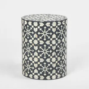 Adina Bone Inlay Side Table Grey/White by Florabelle Living, a Coffee Table for sale on Style Sourcebook