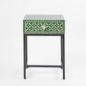 Stella Bone Inlay Bedside Table Green/White by Florabelle Living, a Bedside Tables for sale on Style Sourcebook