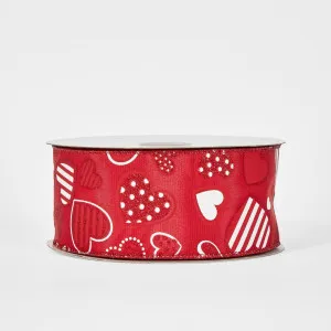6.35cm Red White Hearts 22.86m Ribbon by JMC FLORALS, a Plants for sale on Style Sourcebook