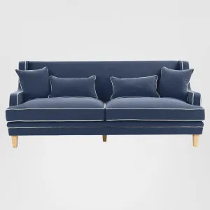 Bondi Hamptons 3 Seat Sofa Navy W/White Piping by OneWorld Collection, a Sofas for sale on Style Sourcebook