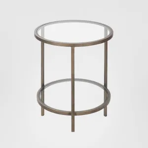 Palladium Brass Iron & Glass Side Table by OneWorld Collection, a Coffee Table for sale on Style Sourcebook