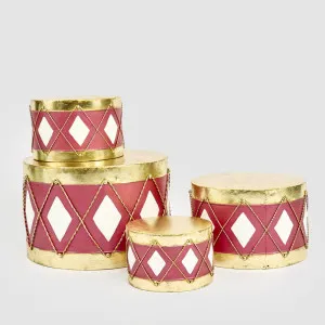 Antique Diamond Drum Red & White Set of 4 by Vixen & Velvet, a Christmas for sale on Style Sourcebook